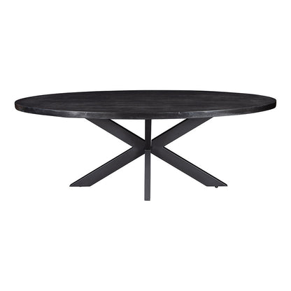 Mangohouten Eettafel Ovaal Oscar 220x110 cm Zwart (5cm)