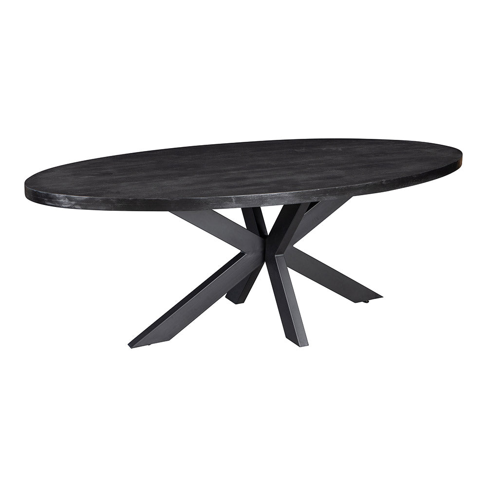 Mangohouten Eettafel Ovaal Oscar 210x100 cm Zwart (5cm)