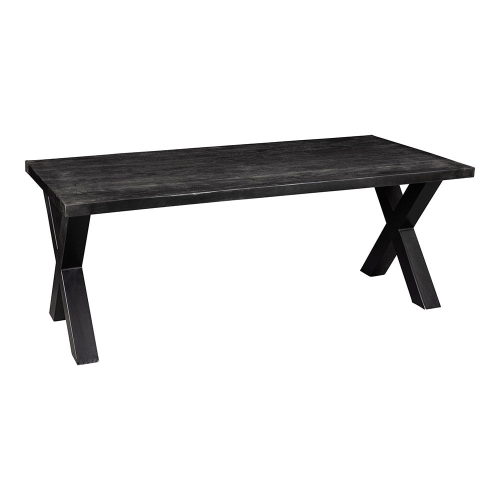 Mangohouten Eettafel Rechthoek Cedric 280x100 cm Zwart (6cm)