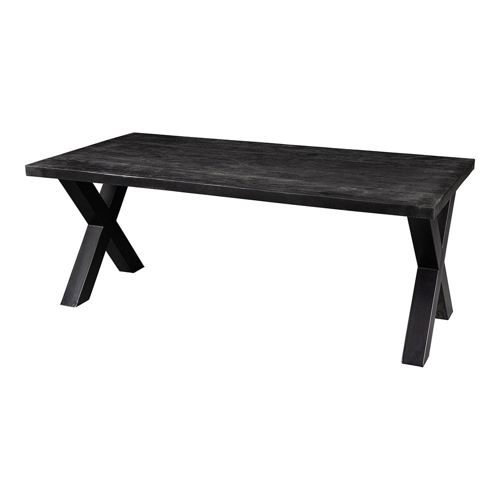 Mangohouten Eettafel Rechthoek Cedric 200x100 cm Zwart (6cm)