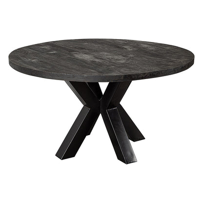Mangohouten Eettafel Rond Tara 130 cm Zwart (5cm)