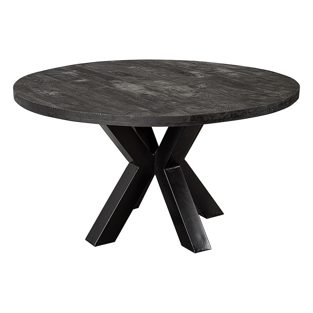 Mangohouten Eettafel Rond Tara 140 cm Zwart (5cm)