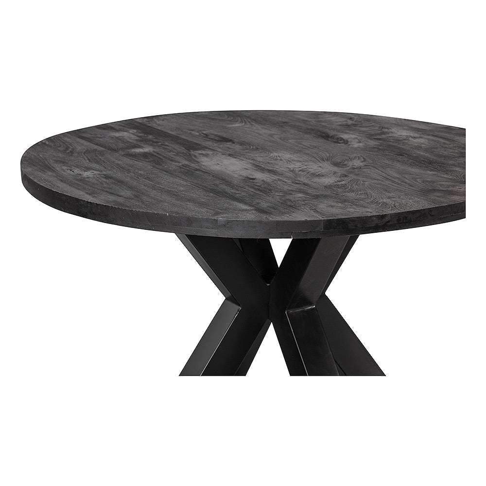 Mangohouten Eettafel Rond Tara 140 cm Zwart (5cm)