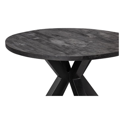 Mangohouten Eettafel Rond Tara 140 cm Zwart (5cm)