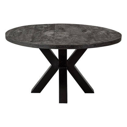 Mangohouten Eettafel Rond Tara 110 cm Zwart (5cm)
