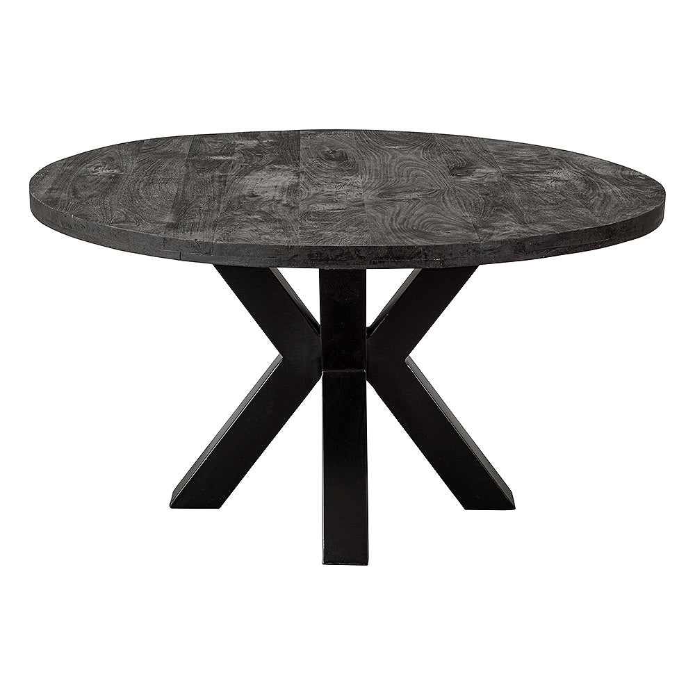 Mangohouten Eettafel Rond Tara 130 cm Zwart (5cm)