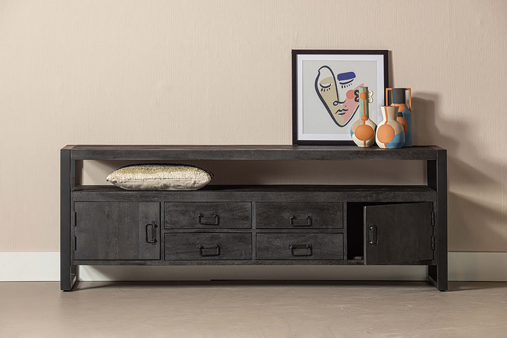 Mangohouten TV Meubel Britt 190 cm Zwart