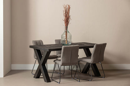 Mangohouten Eettafel Rechthoek Cedric 220x100 cm Zwart (6cm)