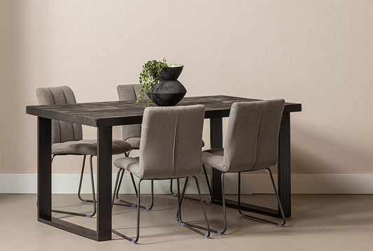 Mangohouten Eettafel Rechthoek Roy 180x100 cm Zwart (6cm)