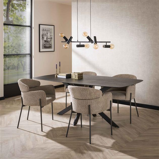 Modera - Armstoel boucle ronde rug. VPE2 - Boucle zandkleur - set van: 2