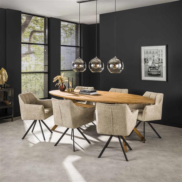 Modera - Armstoel raster draaibaar. VPE2 - Boucle zandkleur - set van: 2