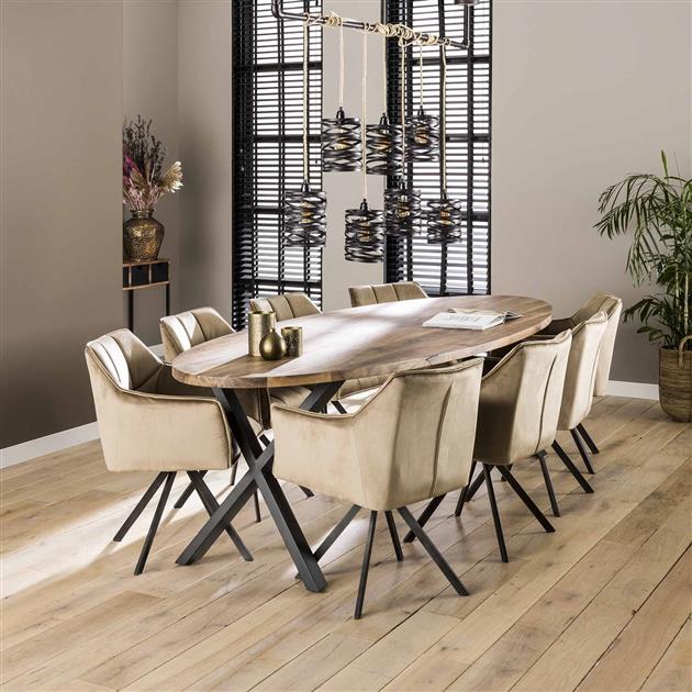 Modera - Armstoel raster draaibaar. VPE2 - Champagne velours - set van: 2