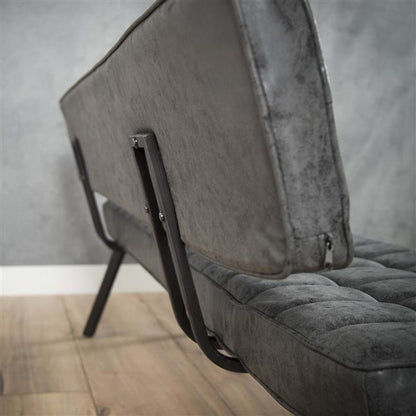 Modera - Eetkamerbank 150 cm voorzien van kruisstiksel en een open rug. - Wax PU zwart