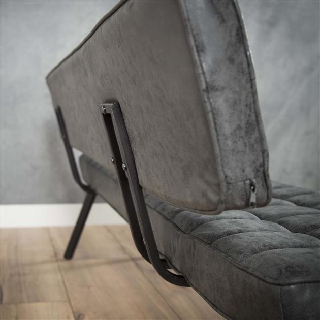 Modera - Eetkamerbank 180 cm voorzien van kruisstiksel en een open rug. - Wax PU zwart