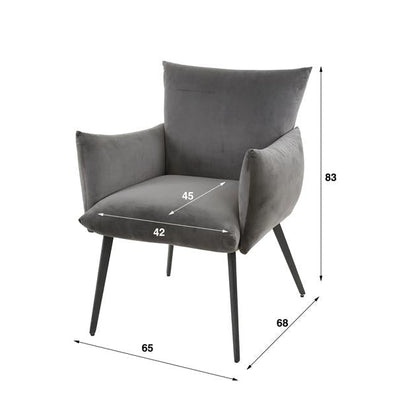Modera - Eetkamerfauteuil lobby - Antraciet velours
