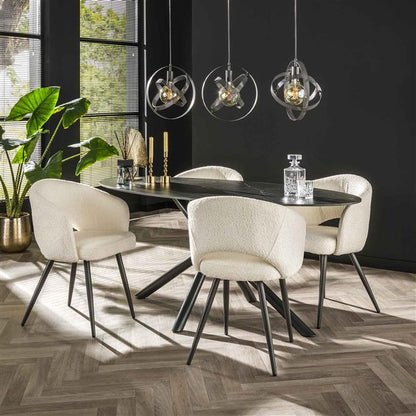 Modera - Eetkamertafel 180 oval ceramic - Ceramic natural black