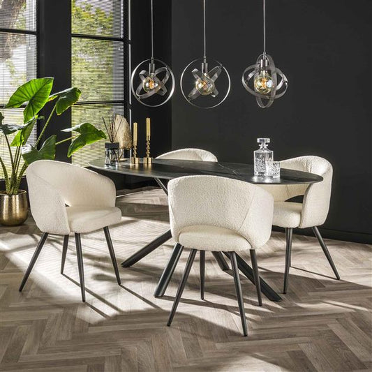 Modera - Eetkamertafel 180 oval ceramic - Ceramic natural black