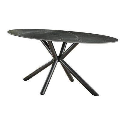 Modera - Eetkamertafel 180 oval ceramic - Ceramic natural black