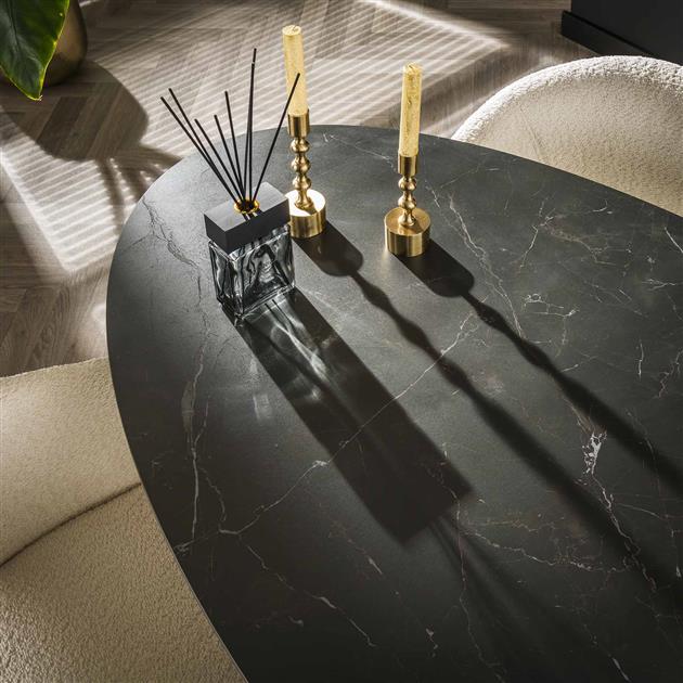Modera - Eetkamertafel 180 oval ceramic - Ceramic natural black