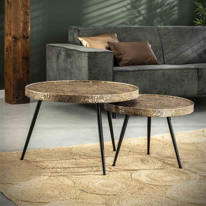 Modera - Salontafel set-2 opstaande rand rond metallic - Brons antiek
