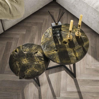 Modera - Salontafel set 2- rond black and gold
