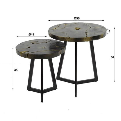 Modera - Salontafel set 2- rond black and gold