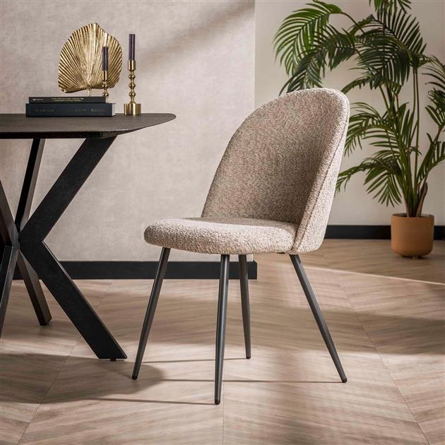 Modera - Stoel boucle ronde rug. VPE2 - Boucle zandkleur - set van: 2