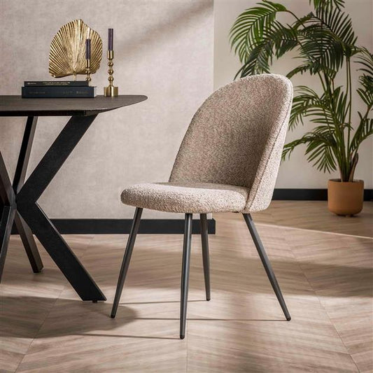 Modera - Stoel boucle ronde rug. VPE2 - Boucle zandkleur - set van: 2