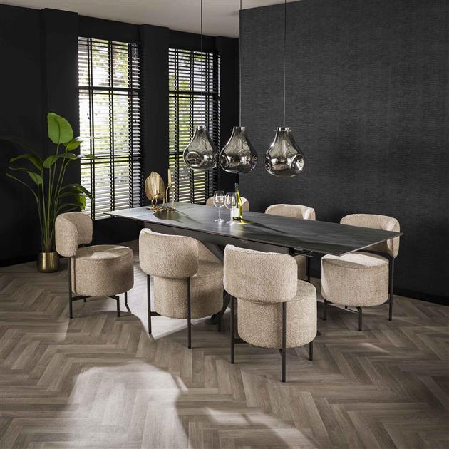 Modera - Stoel cocktail boucle draaibaar. VPE2 - Boucle zandkleur - set van: 2