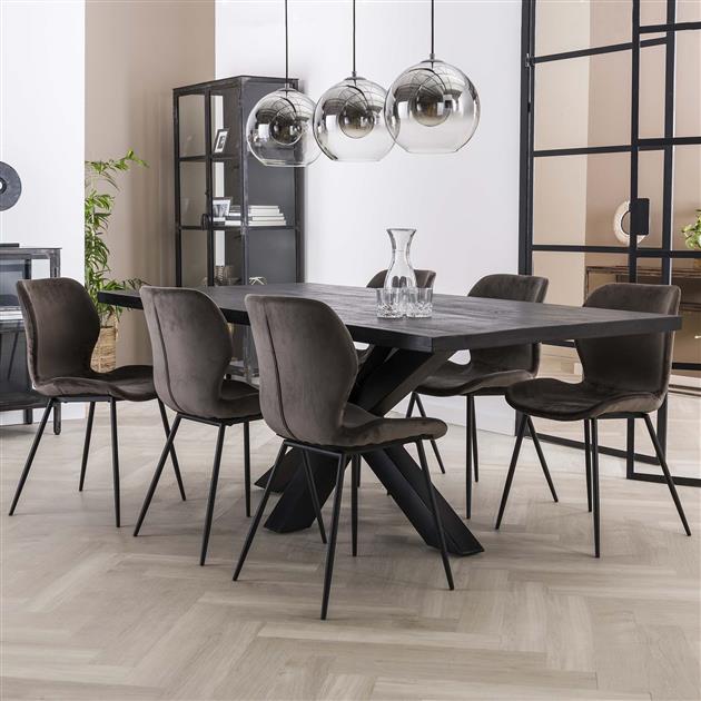 Modera - Stoel ronde buis. VPE4 - Antraciet velours - set van: 4