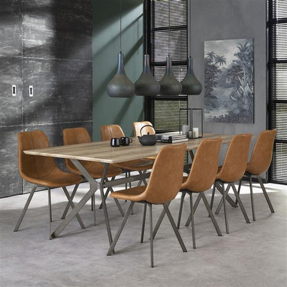 Modera - Stoel zig-zag plat frame. VPE4 - Saddle PU cowhide bruin - set van: 4