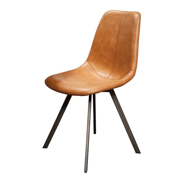 Modera - Stoel zig-zag plat frame. VPE4 - Saddle PU cowhide bruin - set van: 4