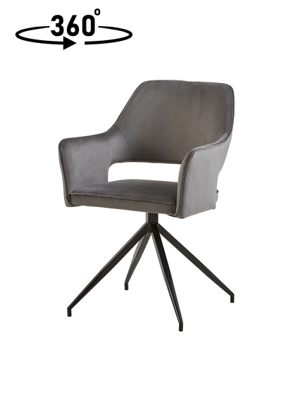 Eetkamerstoel Stevns Grijs Fluweel met zwart onderstel