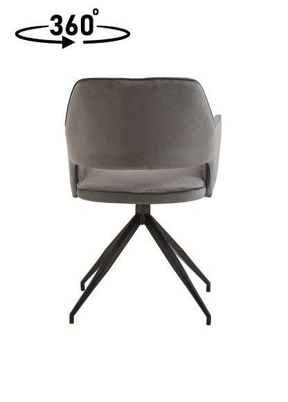 Eetkamerstoel Stevns Grijs Fluweel met zwart onderstel