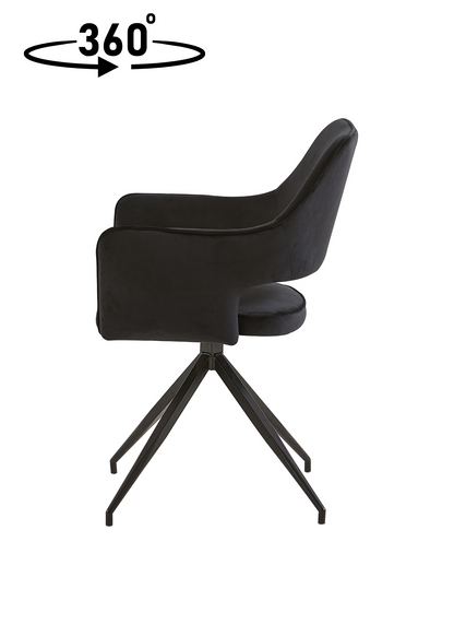 Eetkamerstoel Stevns Zwart Fluweel met zwart onderstel