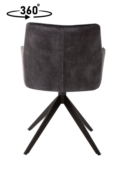 Eetkamerstoel Odense Donkergrijs Fluweel met zwart onderstel