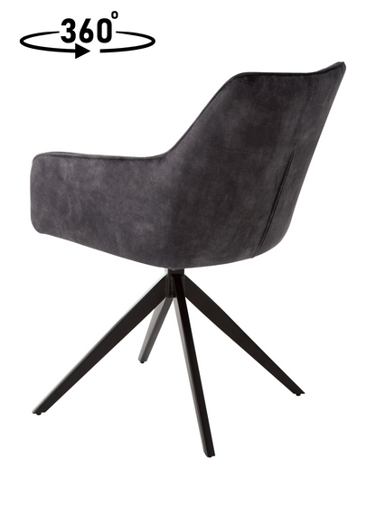 Eetkamerstoel Odense Donkergrijs Fluweel met zwart onderstel
