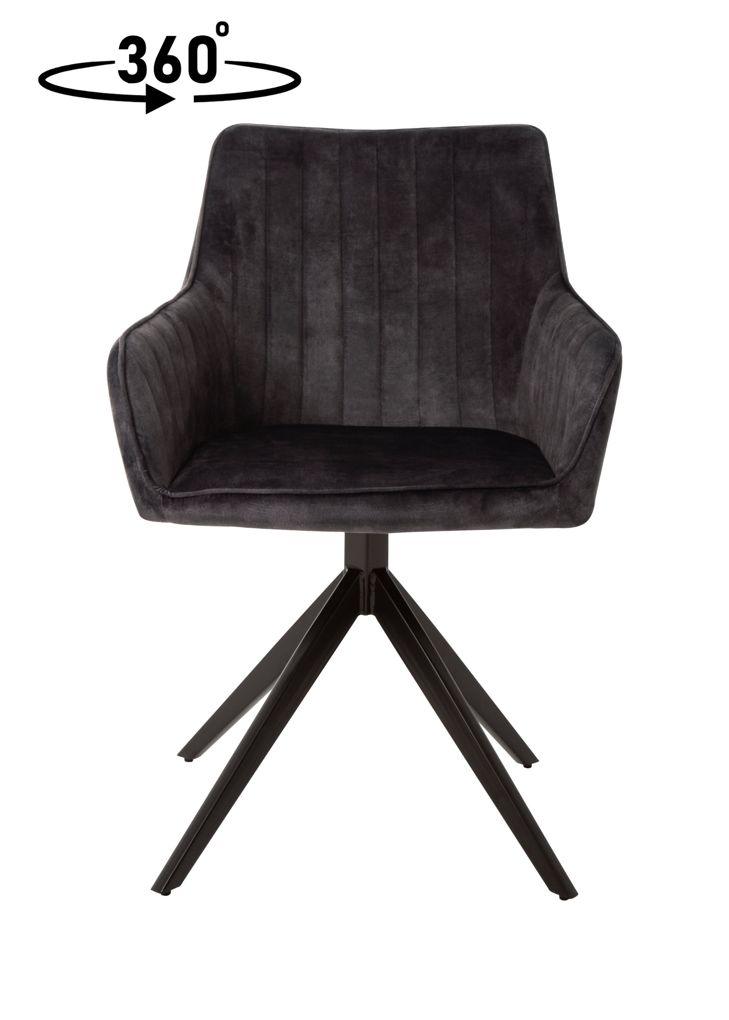 Eetkamerstoel Odense Donkergrijs Fluweel met zwart onderstel