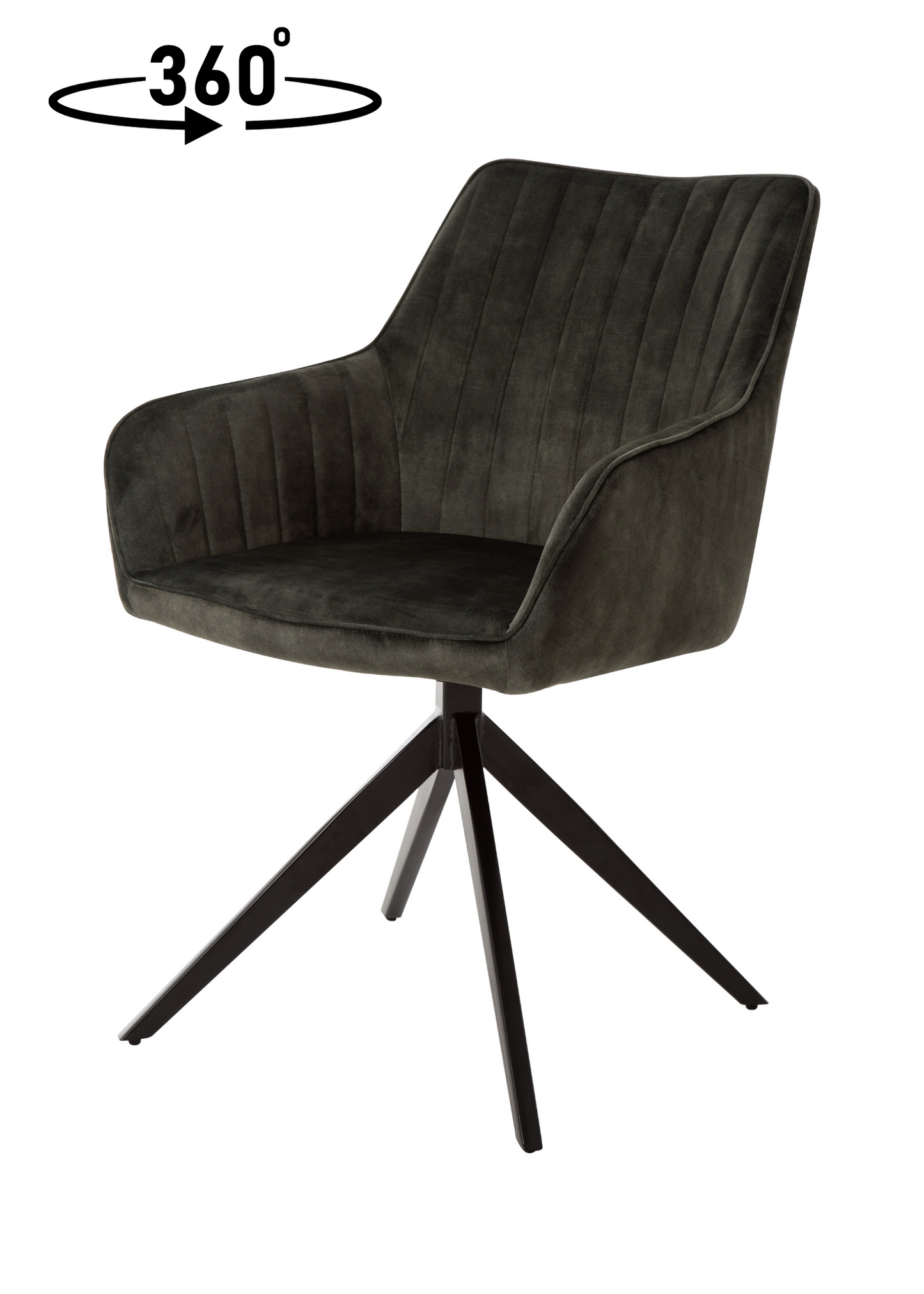 Eetkamerstoel Odense Donkergroen Fluweel met zwart onderstel