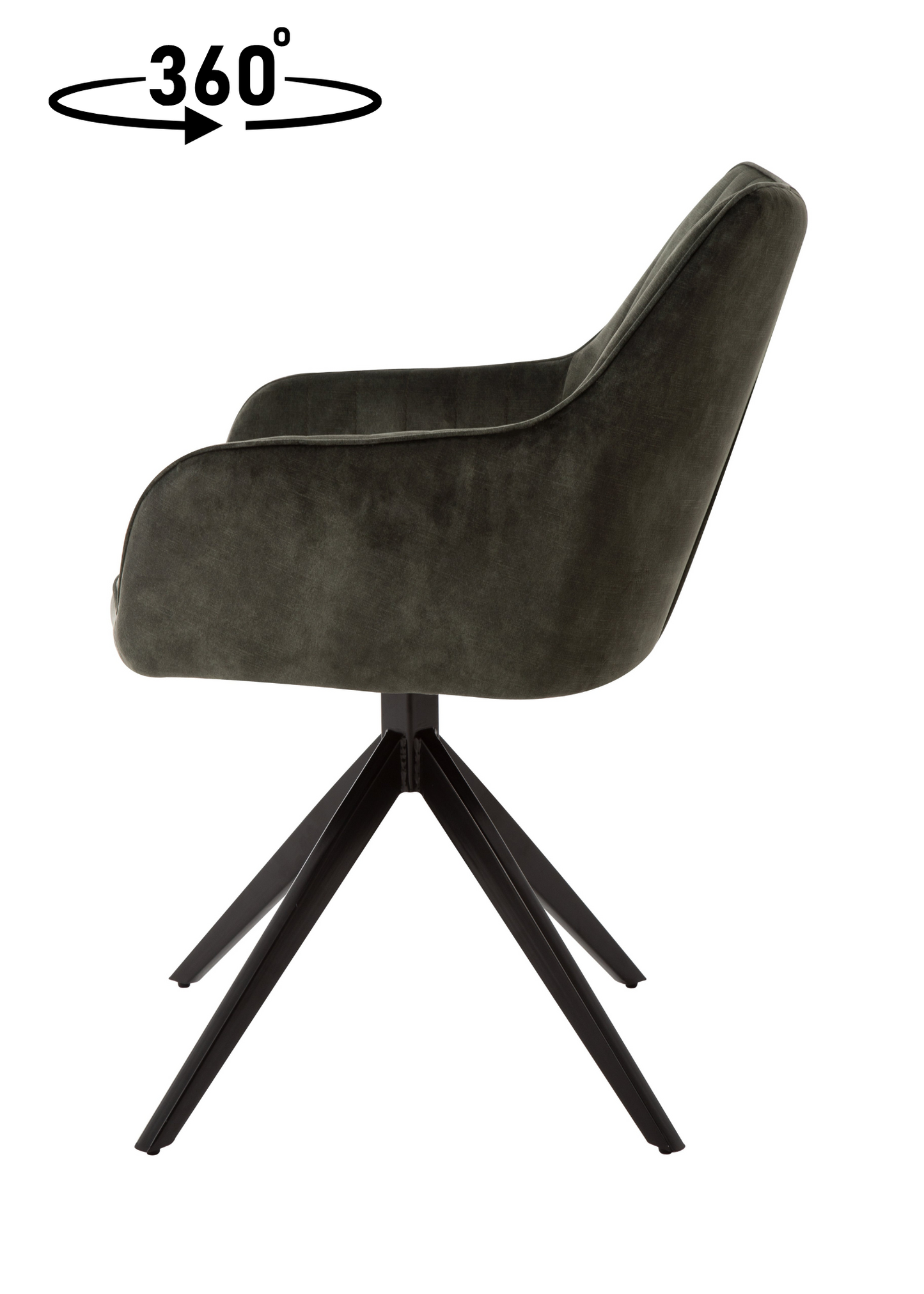 Eetkamerstoel Odense Donkergroen Fluweel met zwart onderstel