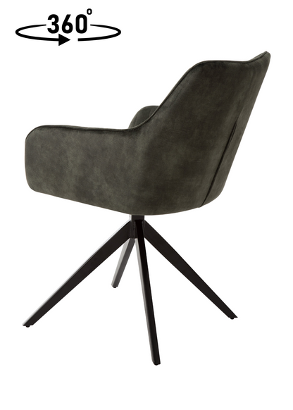 Eetkamerstoel Odense Donkergroen Fluweel met zwart onderstel