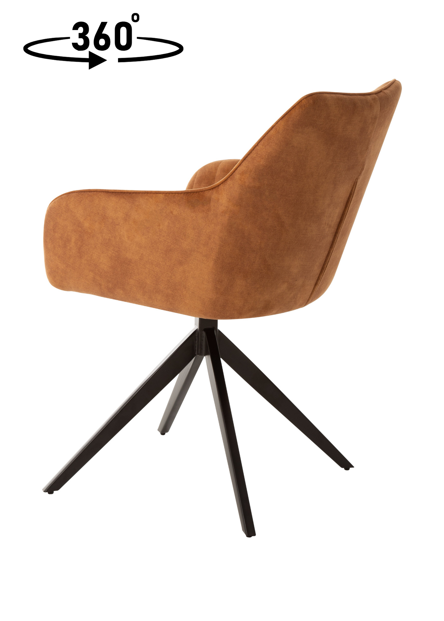 Eetkamerstoel Odense Cognac Fluweel met zwart onderstel