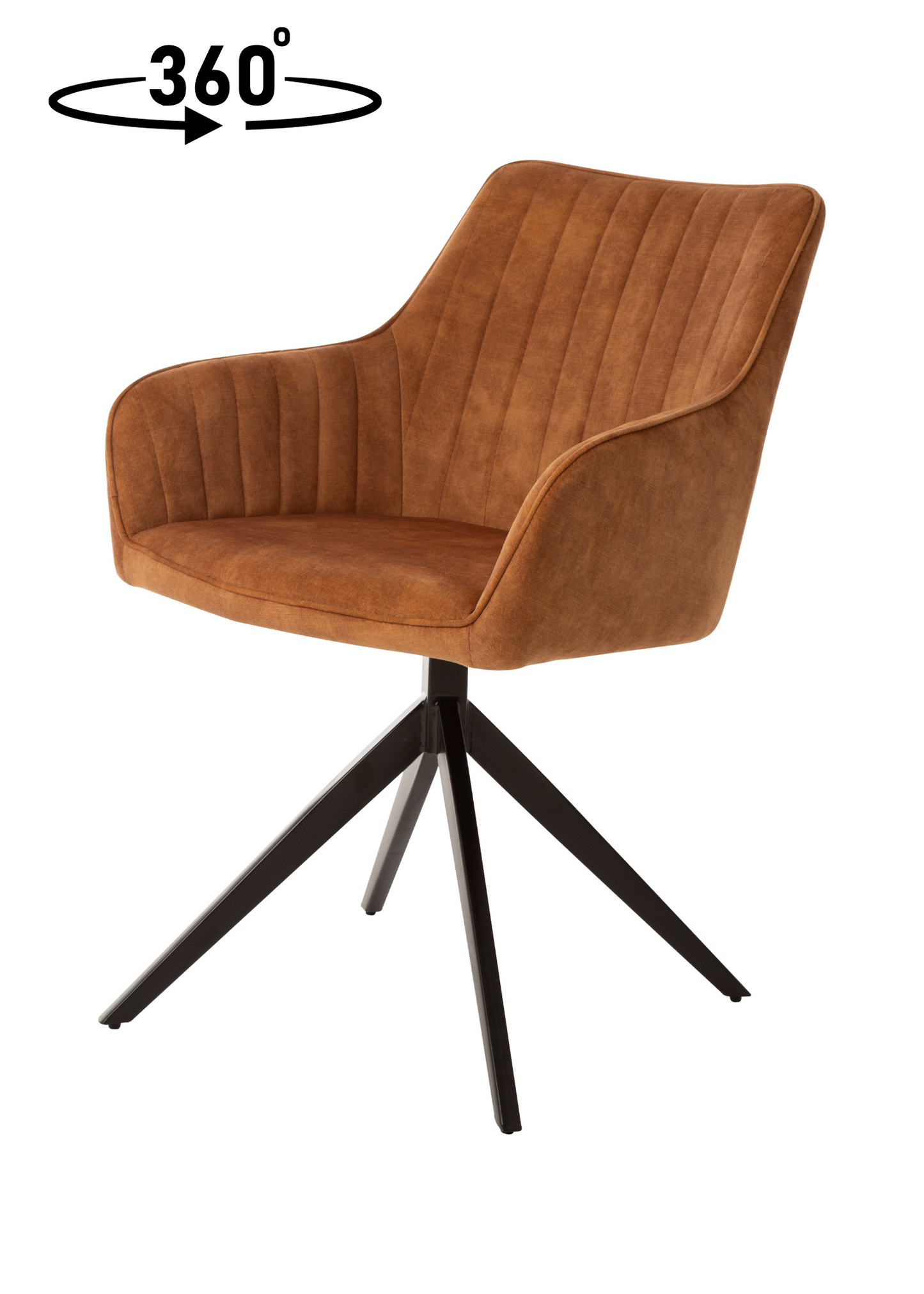 Eetkamerstoel Odense Cognac Fluweel met zwart onderstel