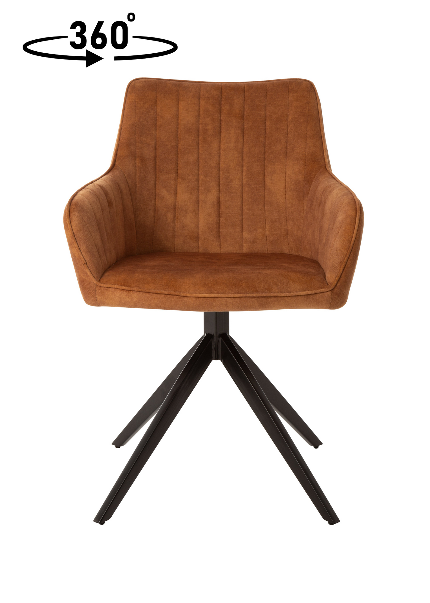 Eetkamerstoel Odense Cognac Fluweel met zwart onderstel