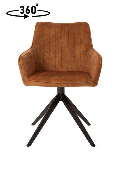 Eetkamerstoel Odense Cognac Fluweel met zwart onderstel