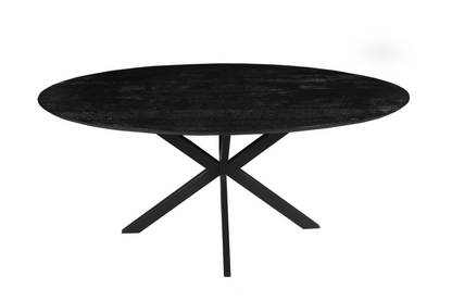 Mangohouten Eettafel Ovaal Julia 160x90 cm Zwart (2,5 cm)