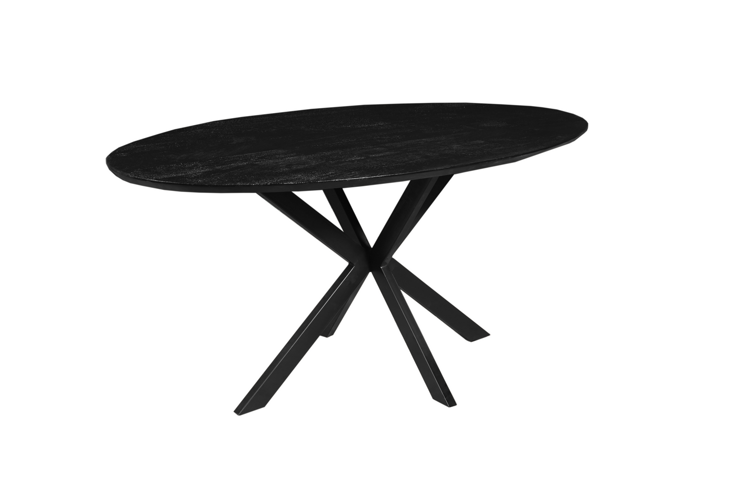 Mangohouten Eettafel Ovaal Julia 160x90 cm Zwart (2,5 cm)
