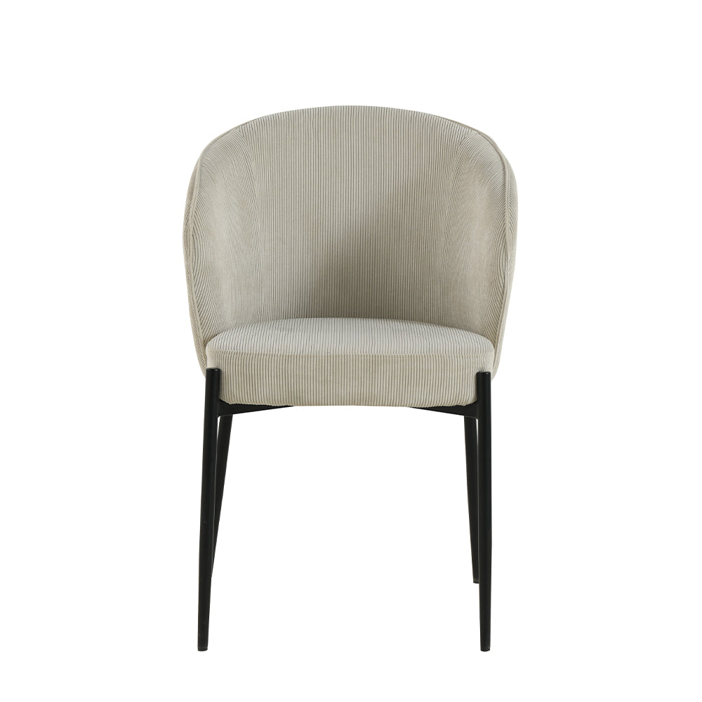 Eetkamerstoel Uppsala Beige Rib met zwart onderstel