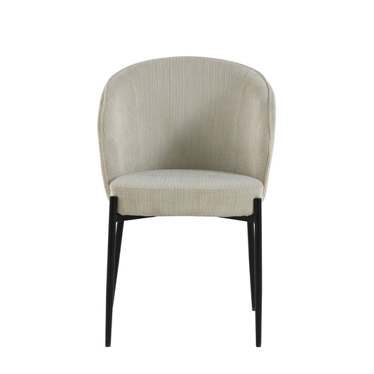 Eetkamerstoel Uppsala Beige Rib met zwart onderstel