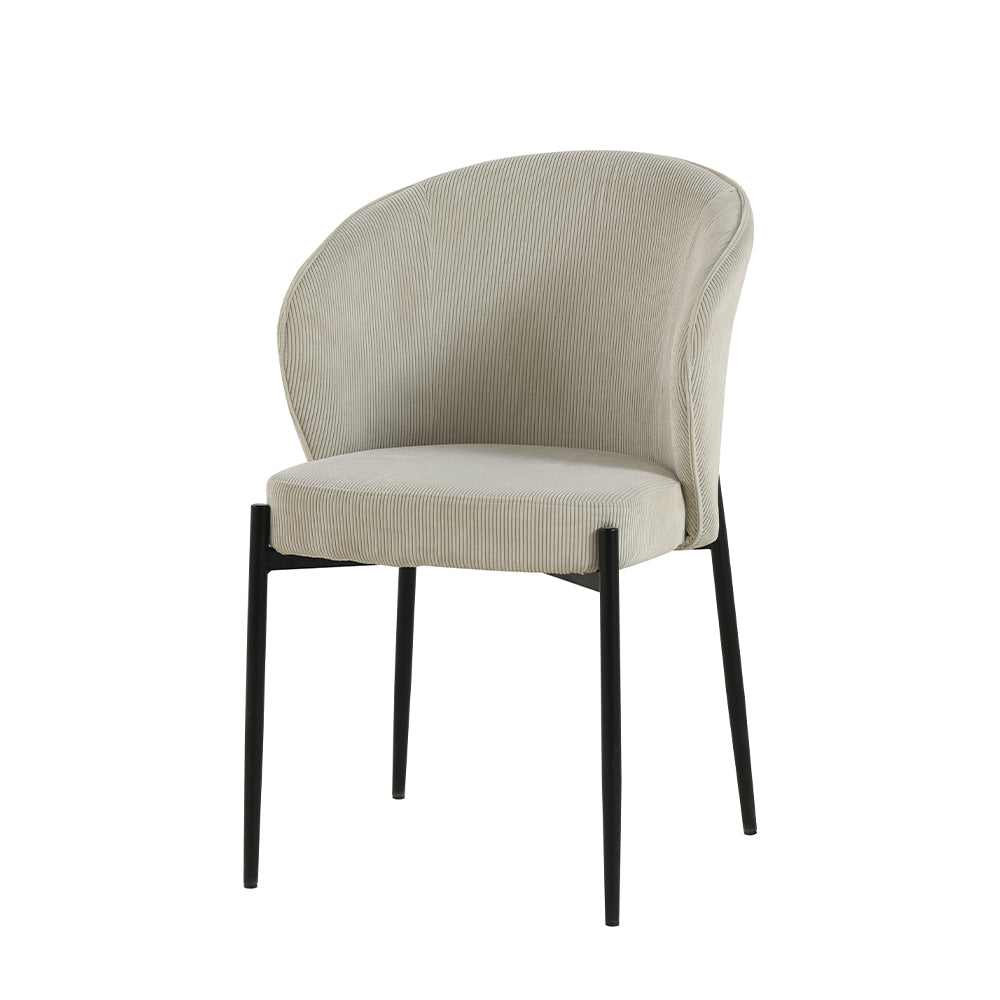 Eetkamerstoel Uppsala Beige Rib met zwart onderstel